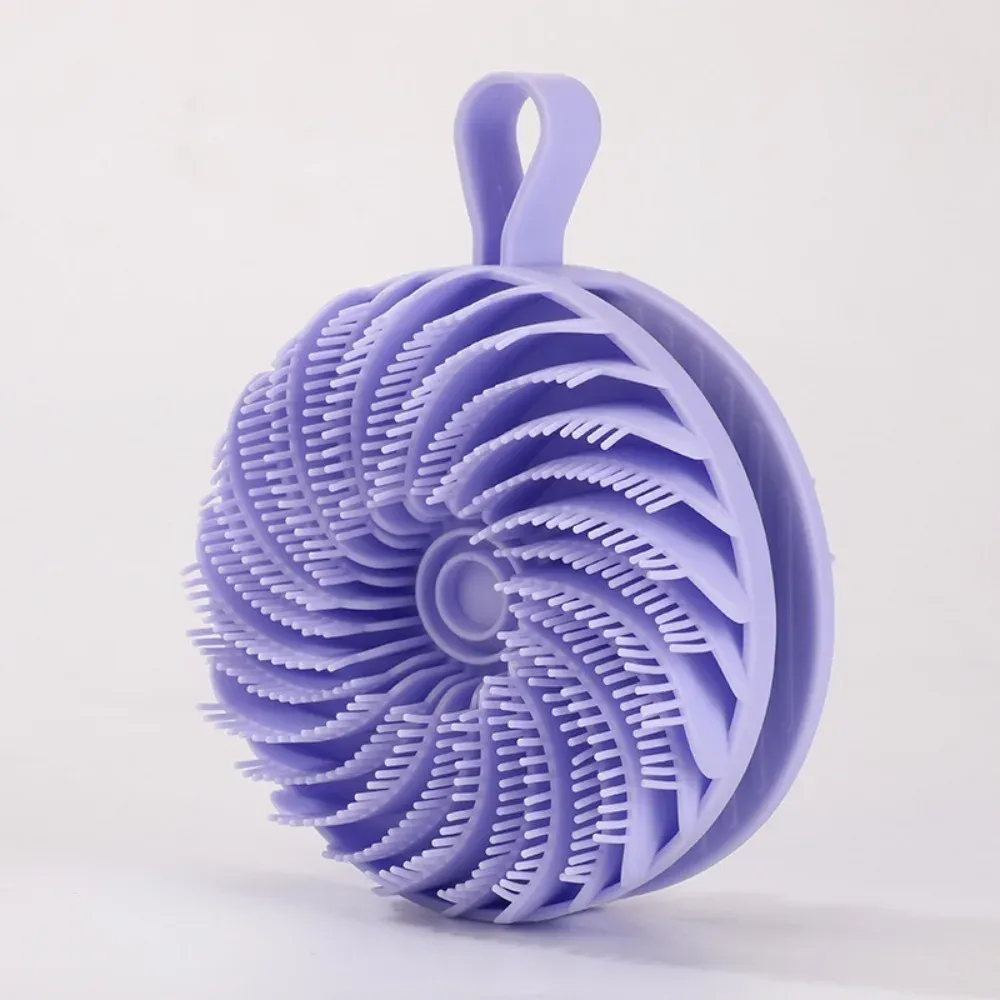 Brosse de douche en silicone double face à poils souples, multifonction : massage, nettoyage du corps et shampoing 7