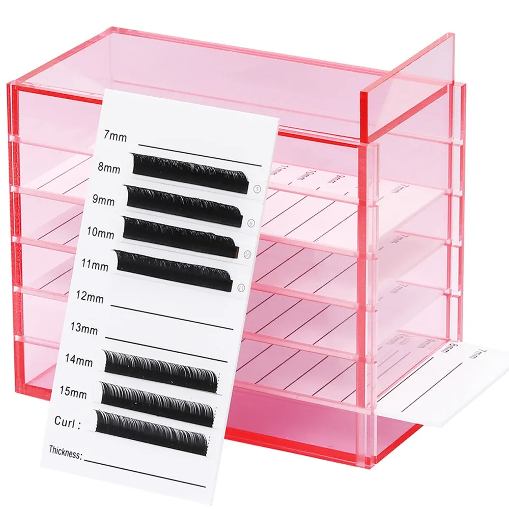Boîte de rangement en acrylique pour extensions de cils, vue d'ensemble