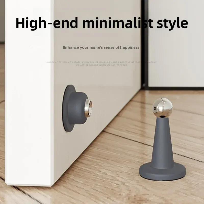 Butée de porte sans perçage pour chambre, protection murale fixe, anti-collision, butée de sol en silicone à forte adhérence pour la maison 2