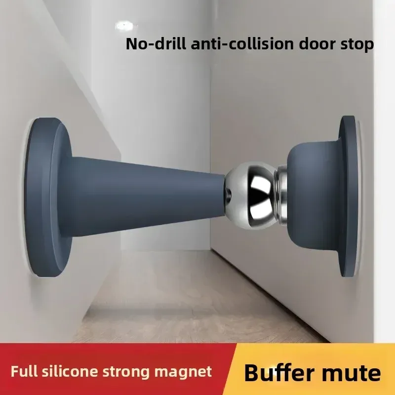 Butée de porte sans perçage pour chambre, protection murale fixe, anti-collision, butée de sol en silicone à forte adhérence pour la maison