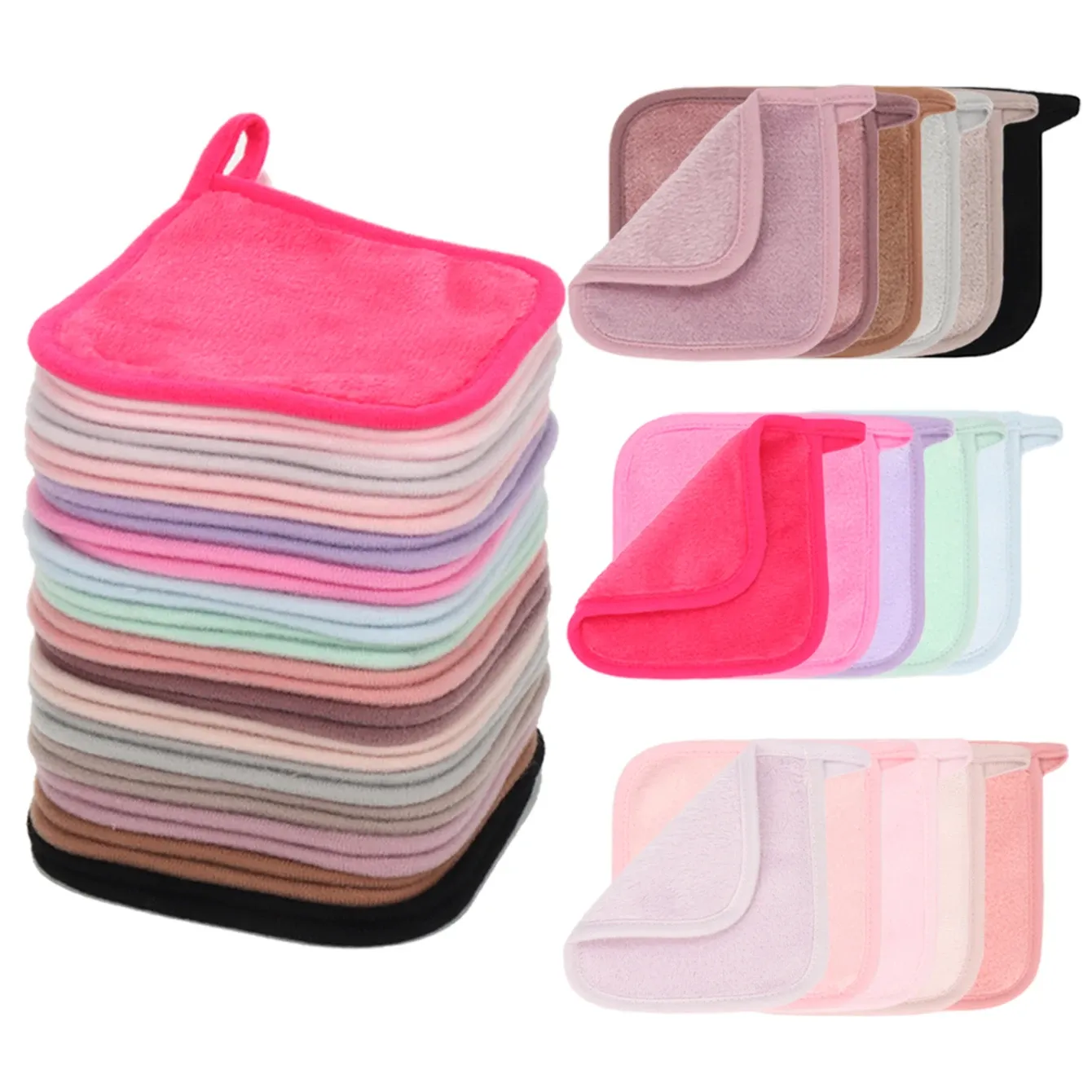 Lingettes démaquillantes en microfibre réutilisables, lot de 5, 10 ou 20 pièces