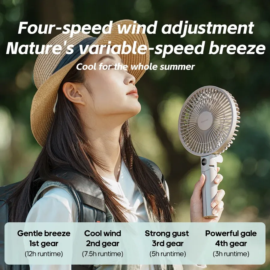 Ventilateur portable pliable rechargeable 3000 mAh, orientable, pour la maison, l'extérieur, les voyages et le camping 5