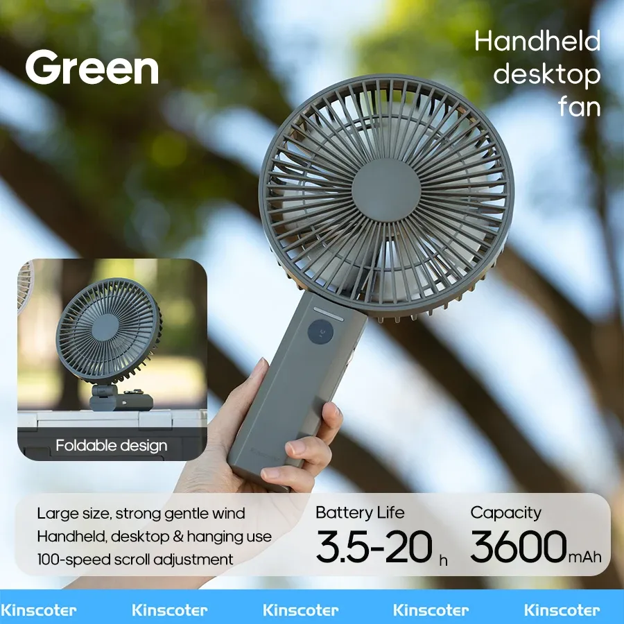 Ventilateur portable pliable rechargeable 3000 mAh, orientable, pour la maison, l'extérieur, les voyages et le camping 9
