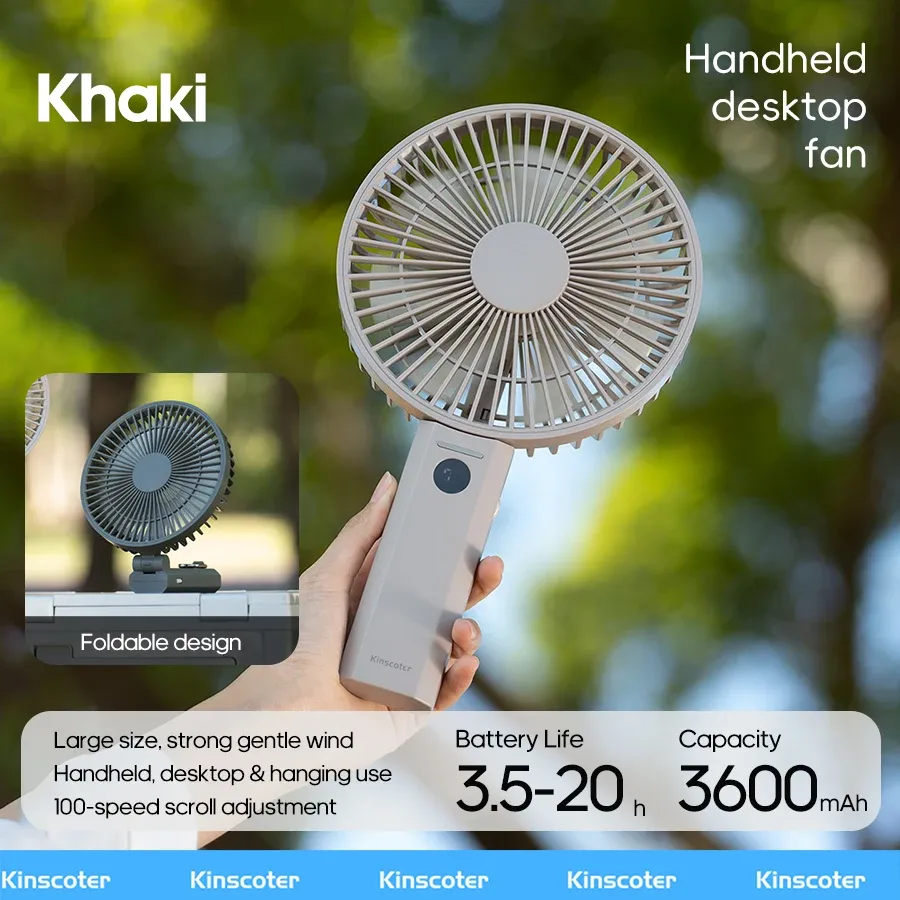 Ventilateur portable pliable rechargeable 3000 mAh, orientable, pour la maison, l'extérieur, les voyages et le camping 7