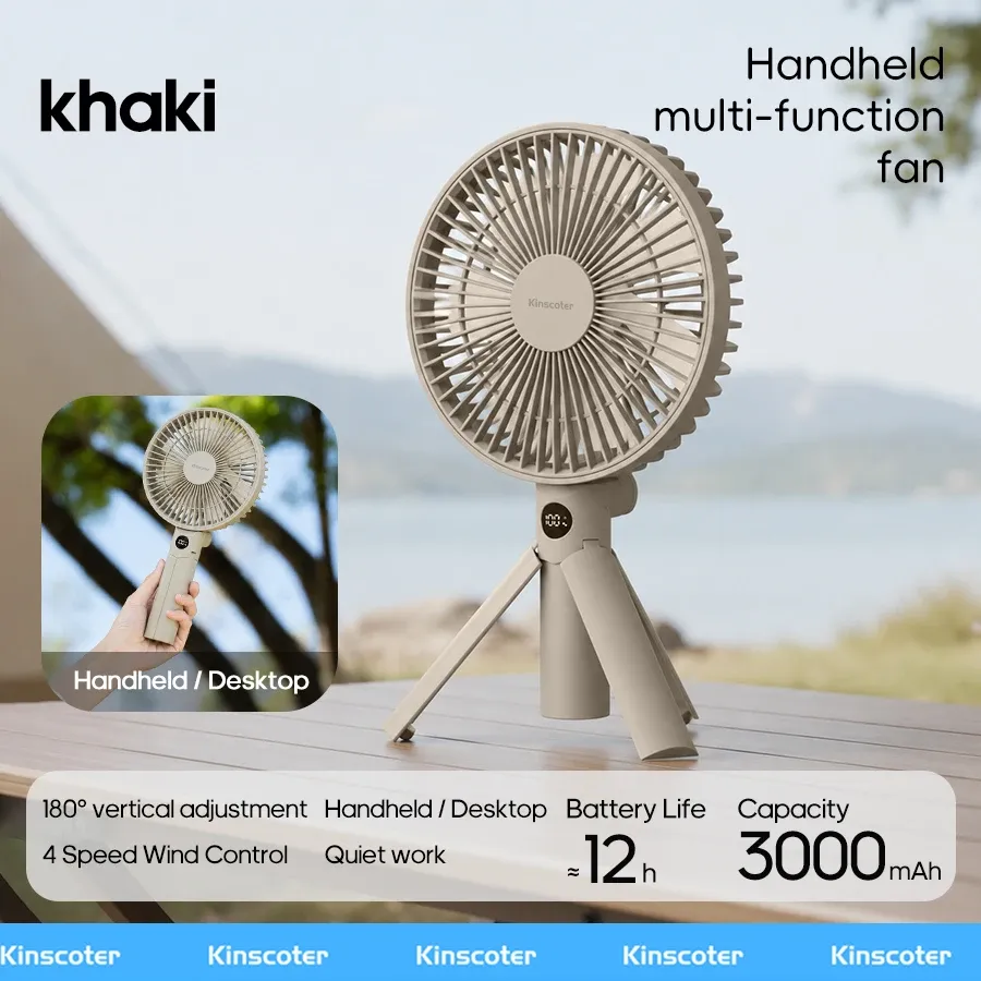 Ventilateur portable pliable rechargeable 3000 mAh, orientable, pour la maison, l'extérieur, les voyages et le camping 10