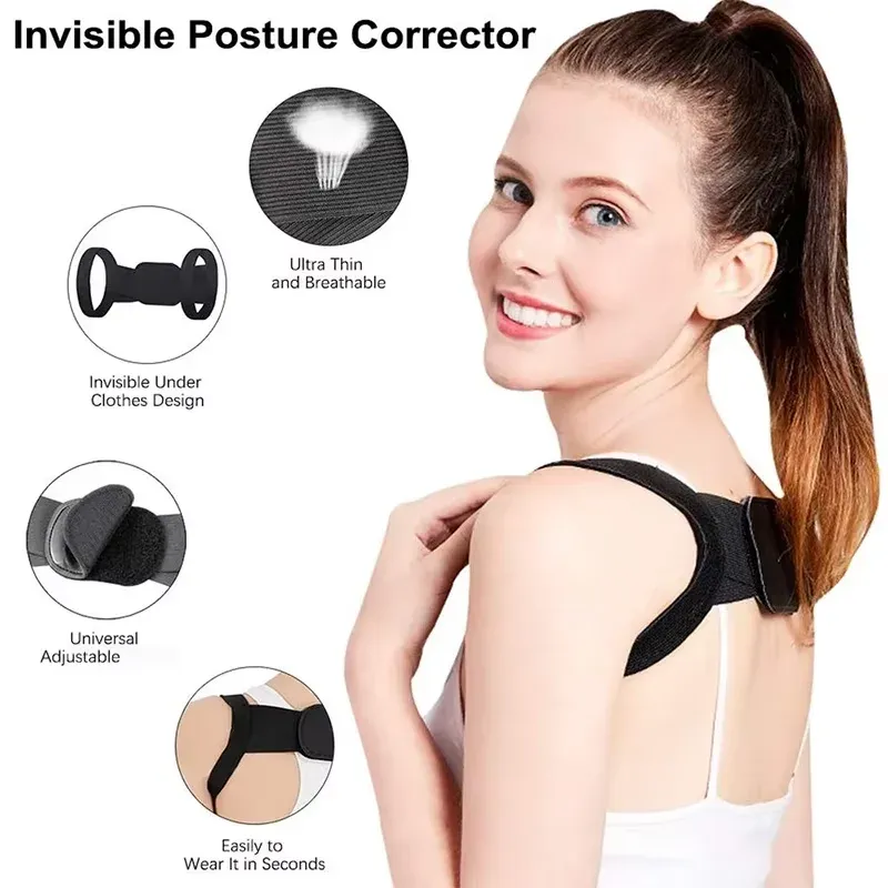 Correcteur de posture réglable, soutien du dos, harnais d'épaules, redresseur, correction de la colonne vertébrale, fixateur postural de santé, sangle 4