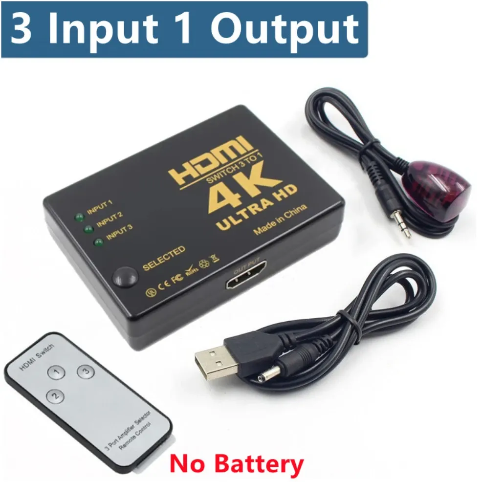 Commutateur vidéo HDMI 5 entrées / 1 sortie avec télécommande IR, compatible 4K 8