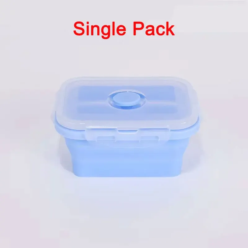 Boîte à déjeuner pliable en silicone, lot de 3 tailles, conteneur de stockage alimentaire coloré, compatible micro-ondes, portable, idéal pour pique-nique et camping, boîte rectangulaire d'extérieur 7