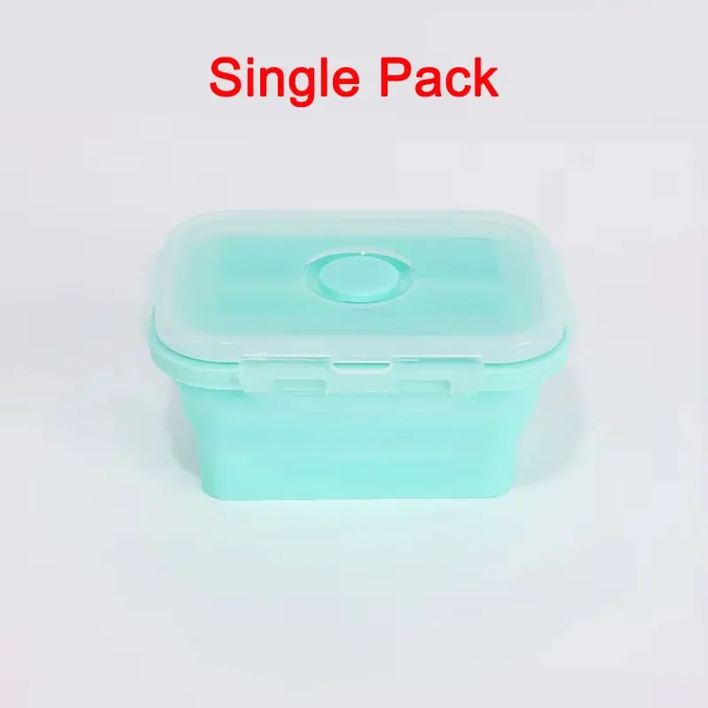Boîte à déjeuner pliable en silicone, lot de 3 tailles, conteneur de stockage alimentaire coloré, compatible micro-ondes, portable, idéal pour pique-nique et camping, boîte rectangulaire d'extérieur 8