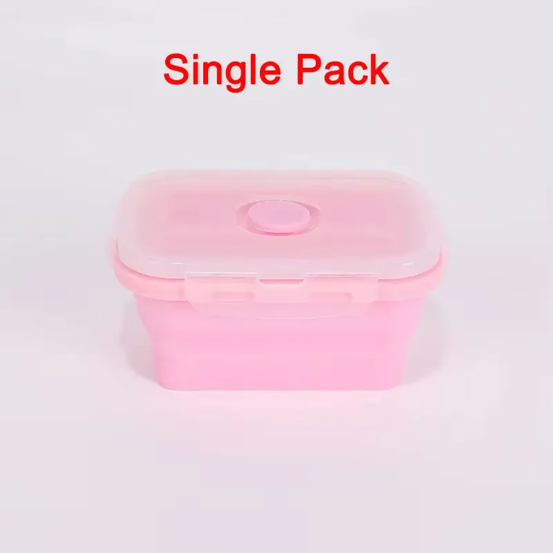 Boîte à déjeuner pliable en silicone, lot de 3 tailles, conteneur de stockage alimentaire coloré, compatible micro-ondes, portable, idéal pour pique-nique et camping, boîte rectangulaire d'extérieur 9