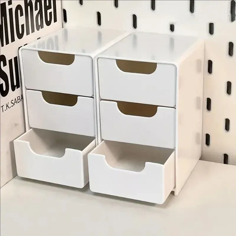 Organisateur de bureau à 3 niveaux avec tiroirs, boîte de rangement en plastique pour papeterie, école et fournitures de bureau, 1 pièce - Image 1