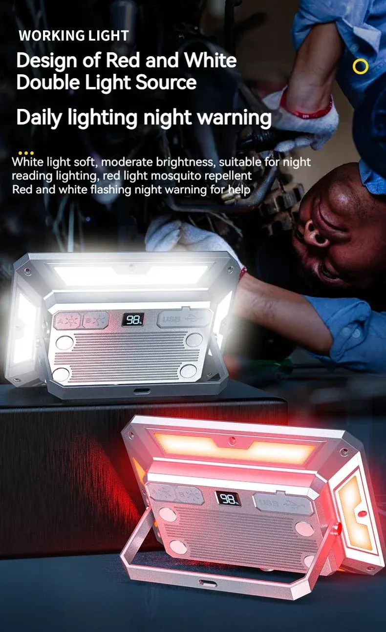 Lampe suspendue sous la tente