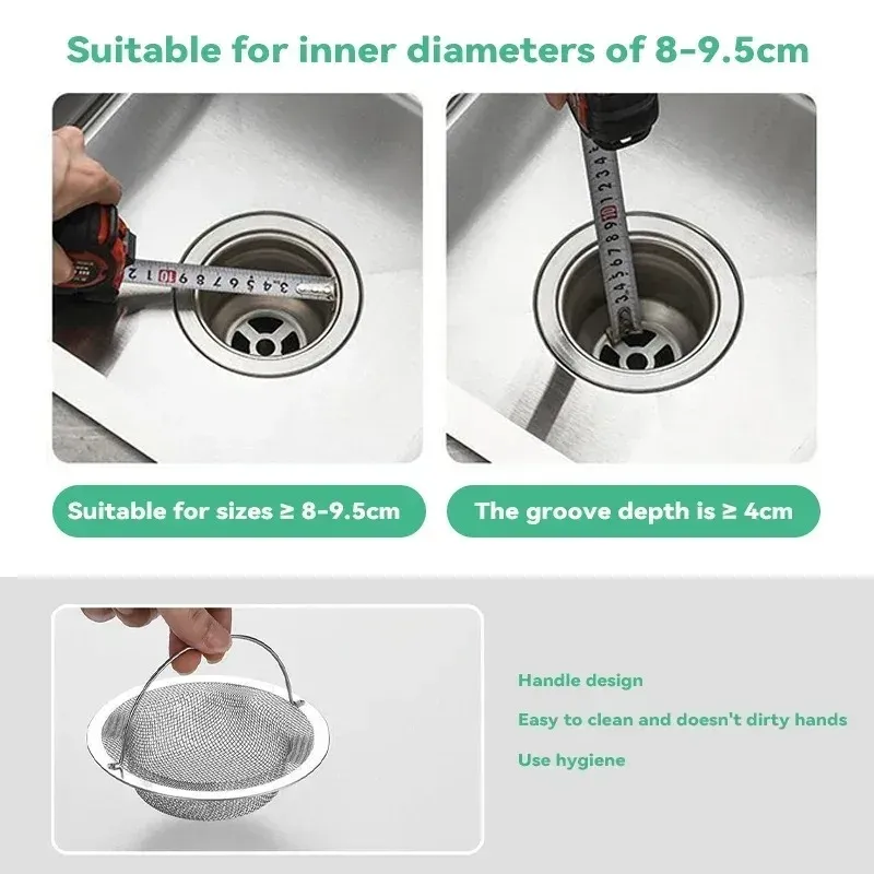 Crépine de vidange en acier inoxydable avec poignée pour baignoire, douche et évier de cuisine 6