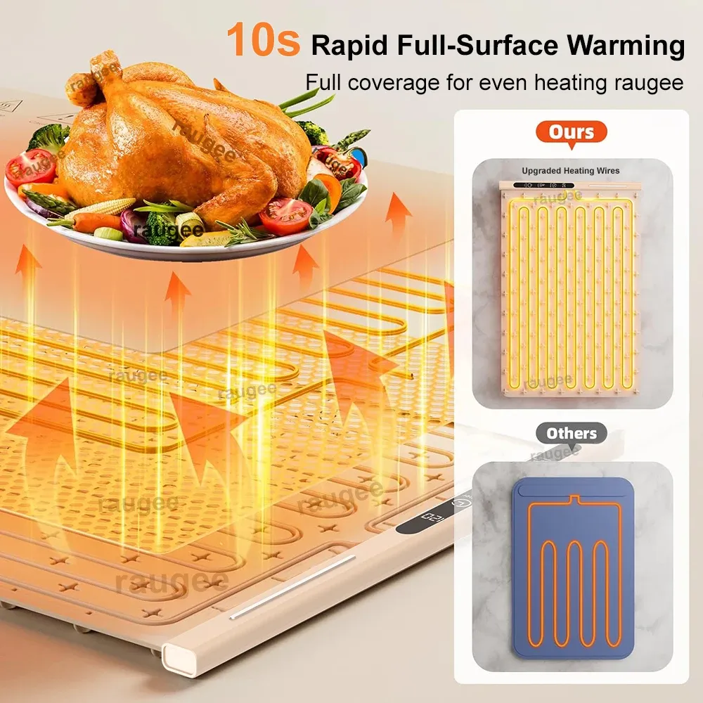 Tapis chauffant électrique pliable en silicone pour café, plats et table à manger 3