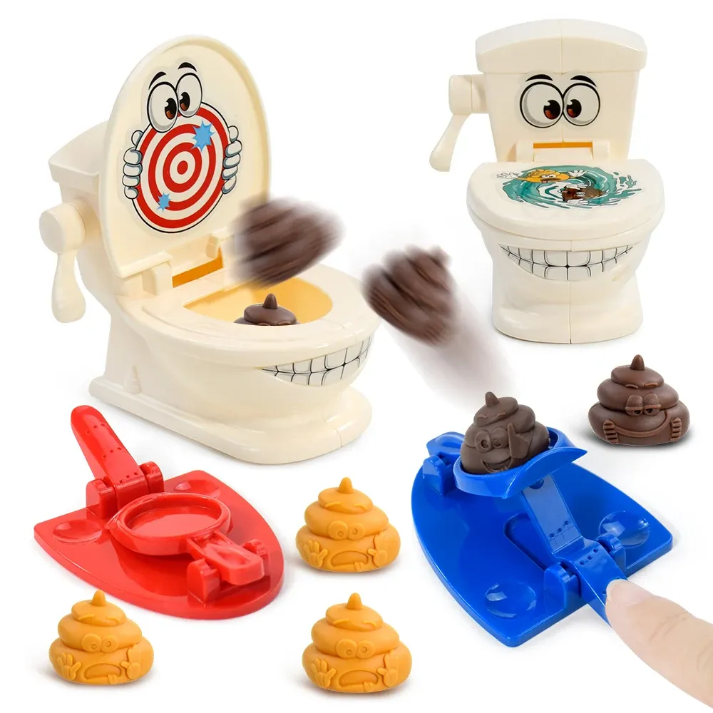 Mini toilettes anti-stress à deux joueurs, catapulte interactive, jeu de table, jouet de combat pour enfants et adultes
