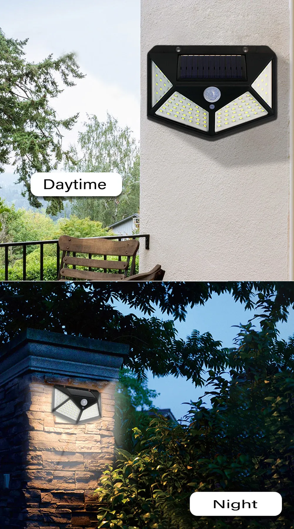 Lampe solaire murale vue de près