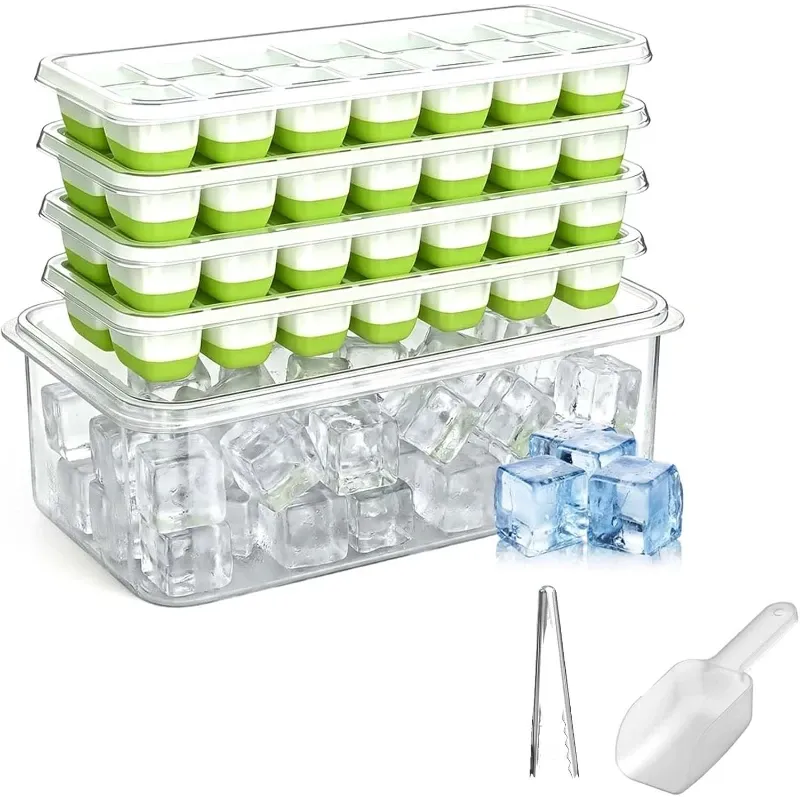 Bacs à glaçons en silicone avec couvercle et bac de rangement