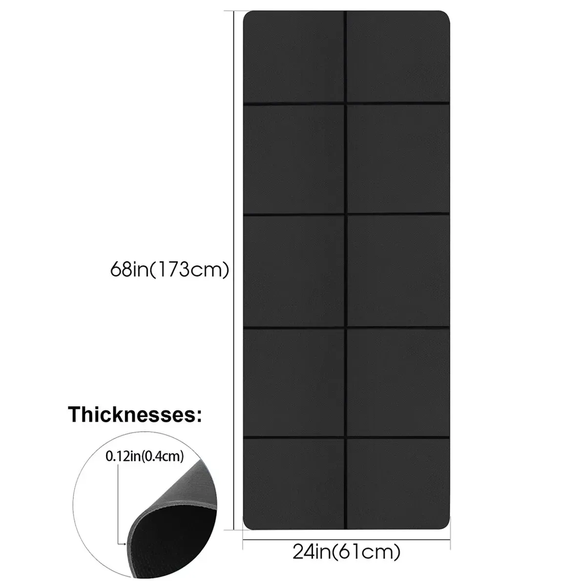 Tapis de yoga de sport en EVA, confortable, en mousse de 4 mm d'épaisseur, pour le yoga, le pilates et la gymnastique. 2