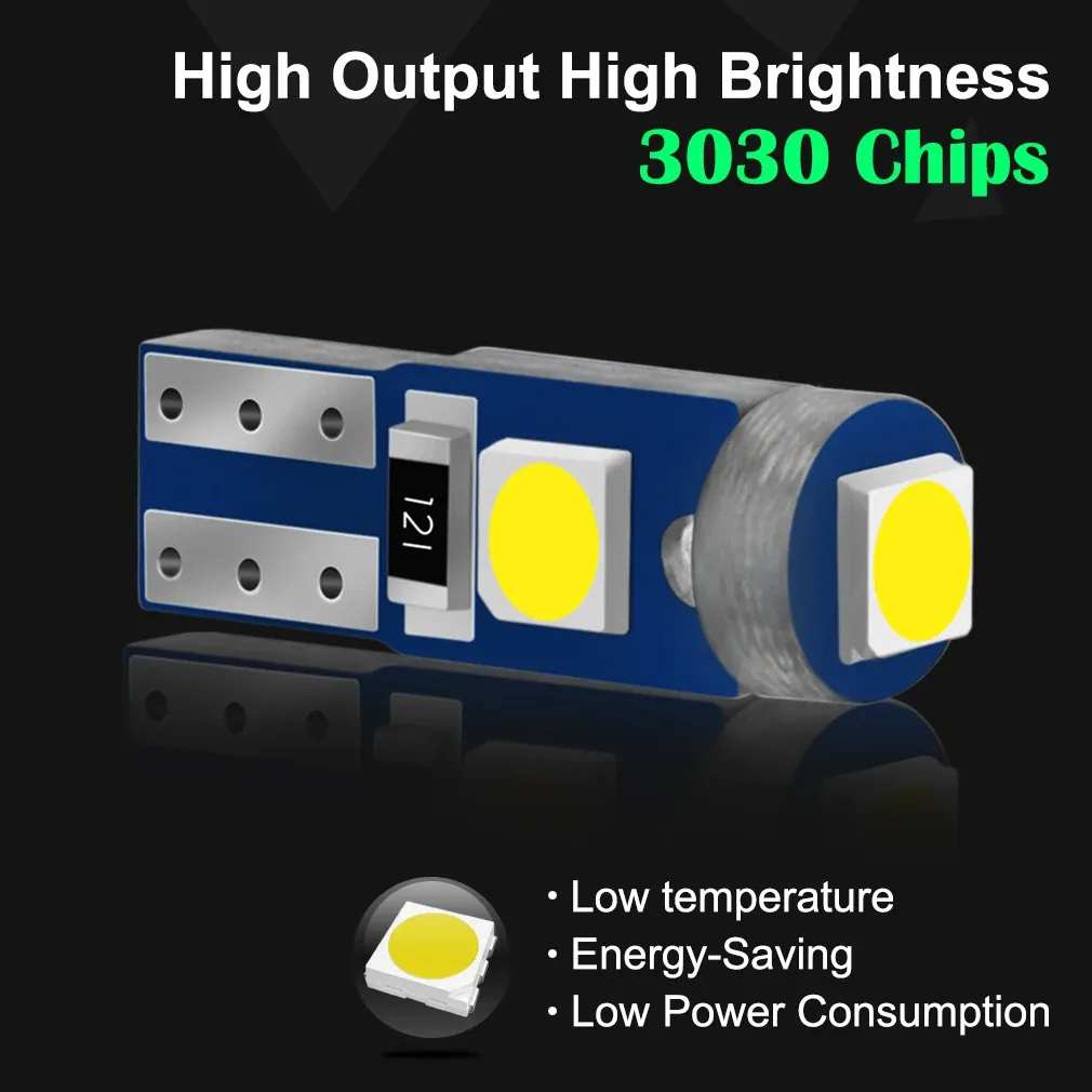 Ampoule LED T5 W3W W1.2W, Canbus, pour éclairage intérieur de voiture, témoin de tableau de bord et instrument automobile 12 V, lot de 10 2
