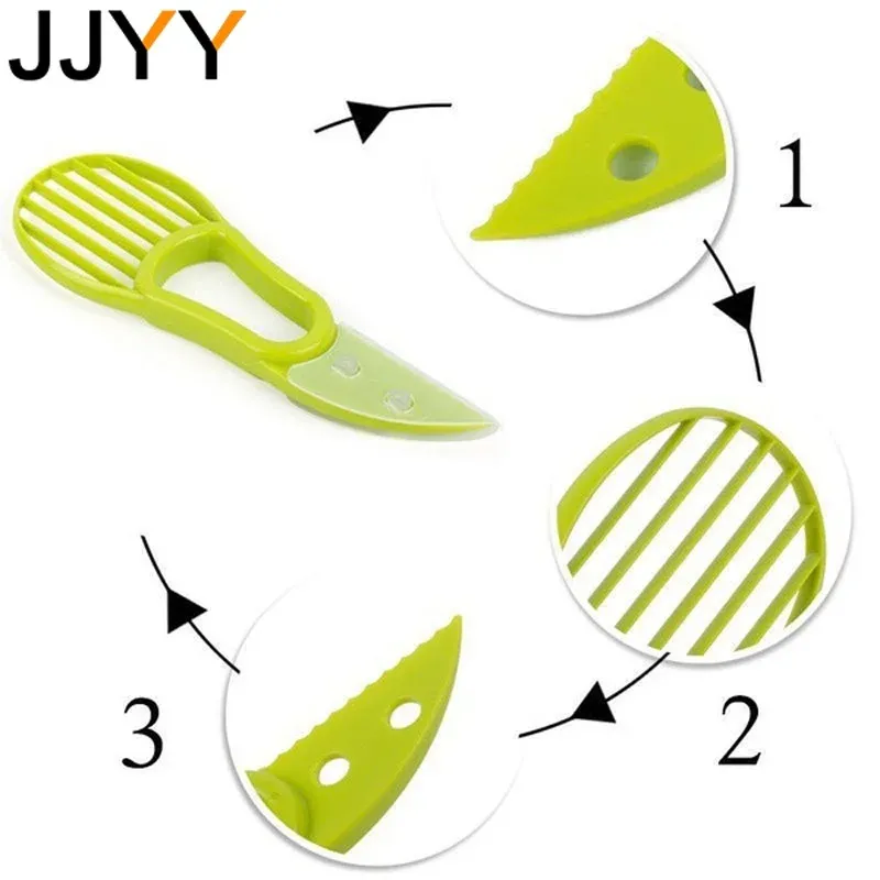 Coupe-avocat 3 en 1 avec éplucheur de fruits, séparateur de pulpe et couteau en plastique 6