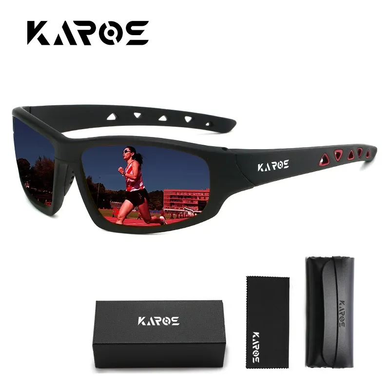 KAROS Lunettes de soleil de sport polarisées HD, protection anti-UV, pour hommes et femmes, idéales pour la randonnée et le cyclisme, livrées avec ensemble d'emballage complet, réf. YZ2029 2