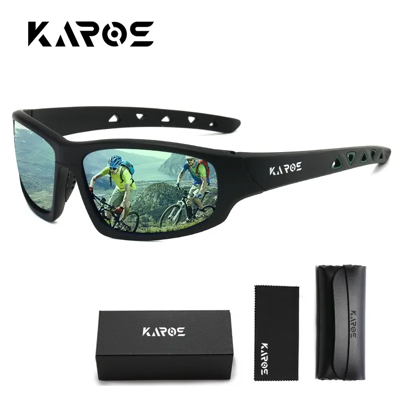 KAROS Lunettes de soleil de sport polarisées HD, protection anti-UV, pour hommes et femmes, idéales pour la randonnée et le cyclisme, livrées avec ensemble d'emballage complet, réf. YZ2029 17