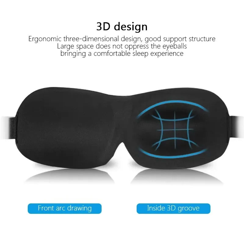 Masque de sommeil 3D profilé, concave, occultant pour hommes et femmes, pour un sommeil profond et une vision nocturne 2