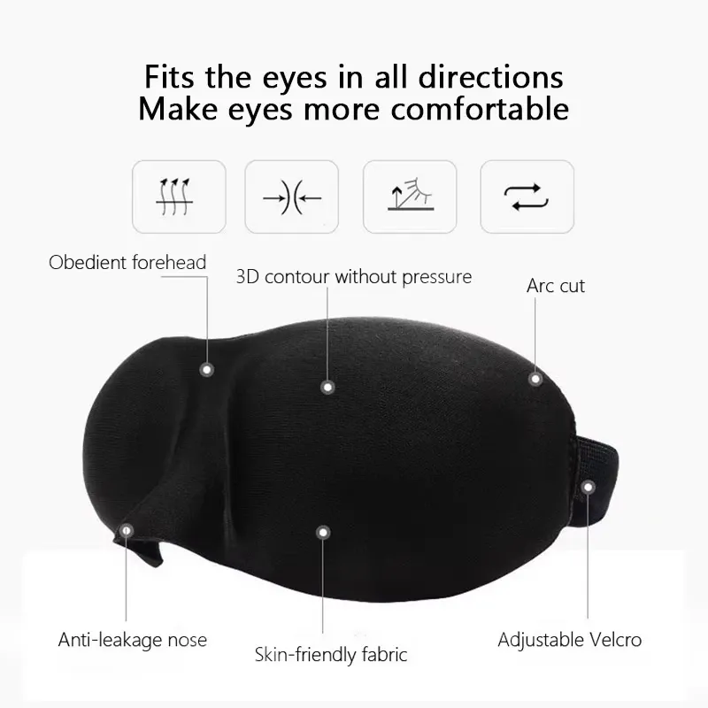 Masque de sommeil 3D profilé, concave, occultant pour hommes et femmes, pour un sommeil profond et une vision nocturne 4