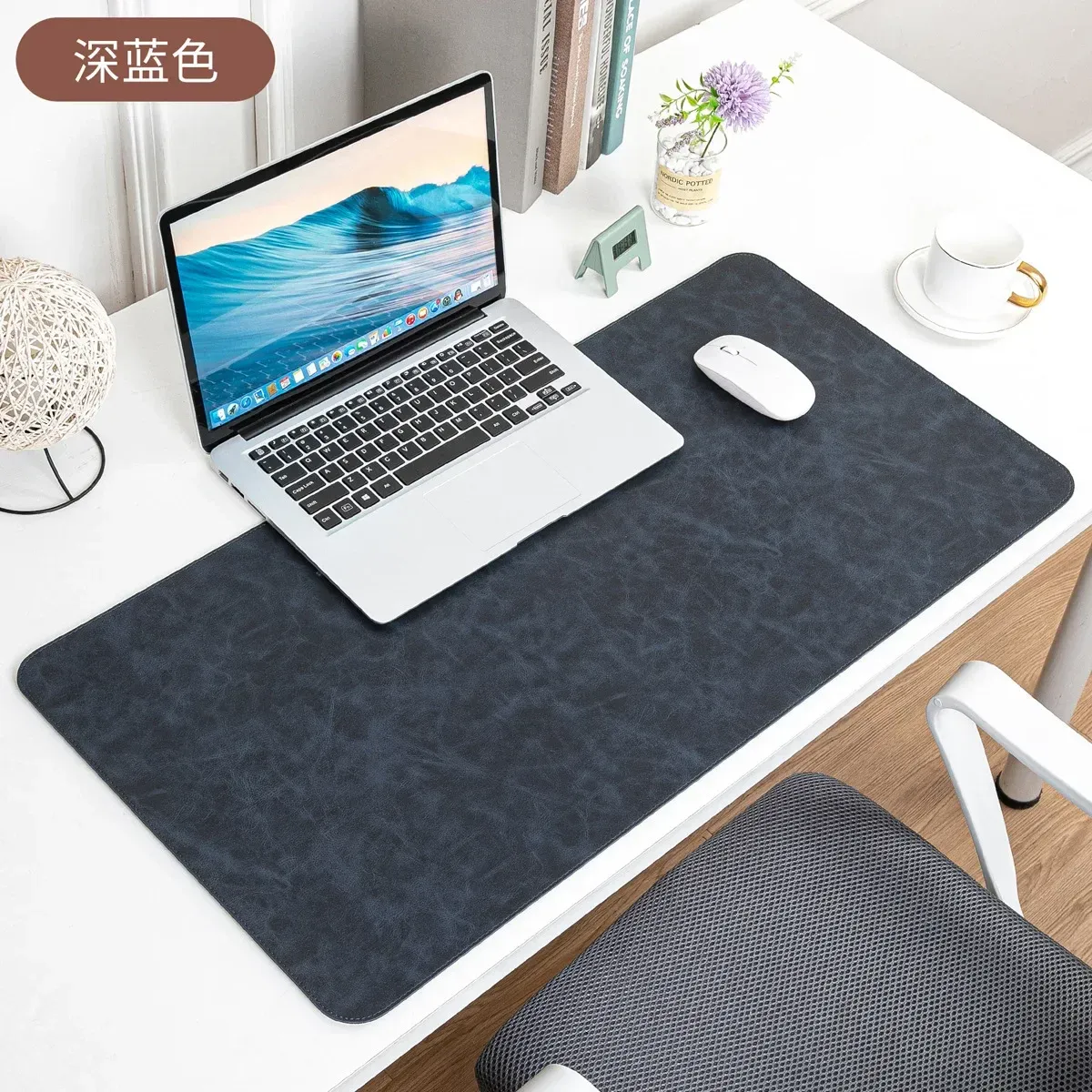 Sous-main de bureau en PU imperméable et antidérapant, grand format, facile à nettoyer 6