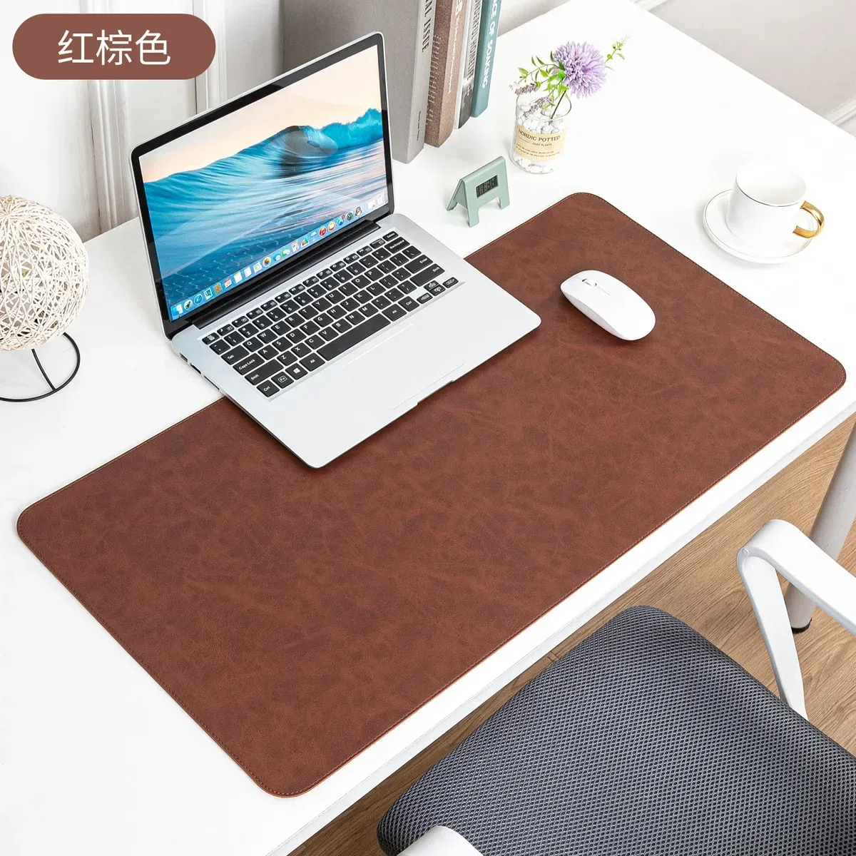 Sous-main de bureau en PU imperméable et antidérapant, grand format, facile à nettoyer 10