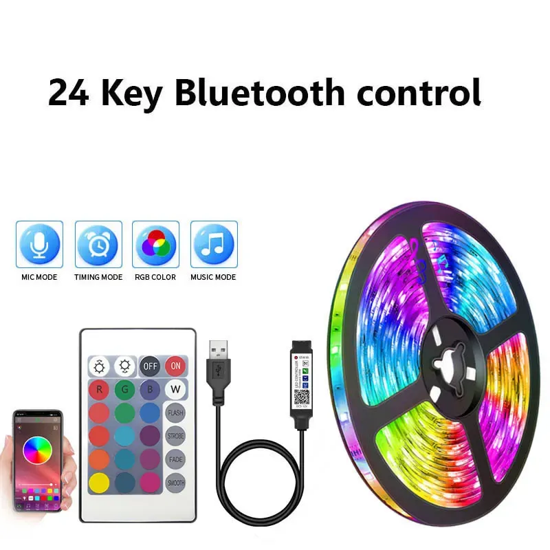 Bande LED USB 5V 5050 intelligente pour mur, Bluetooth, Wi-Fi, compatible Alexa, 15 m à 20 m, RVB, rétroéclairage TV 8