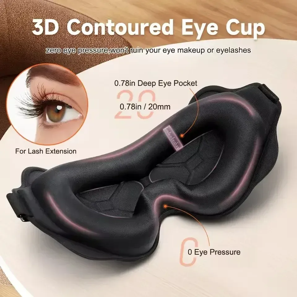Masque de sommeil léger en 3D avec bandeau réglable, idéal pour les voyages 4