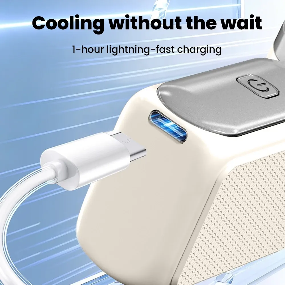 Ventilateur de poche portable ultra-compact, rechargeable via USB-C, 5 vitesses réglables, flux d'air frais 5