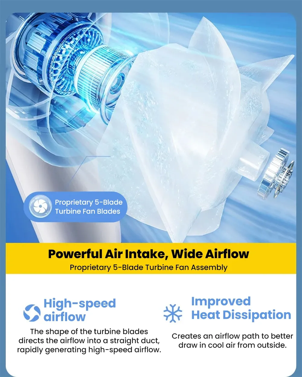 Ventilateur de poche présenté sous un autre angle