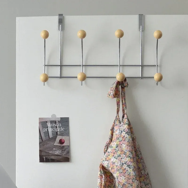 Crochet de porte portable sans perçage, porte-manteau multifonctionnel pour chambre et cuisine 2