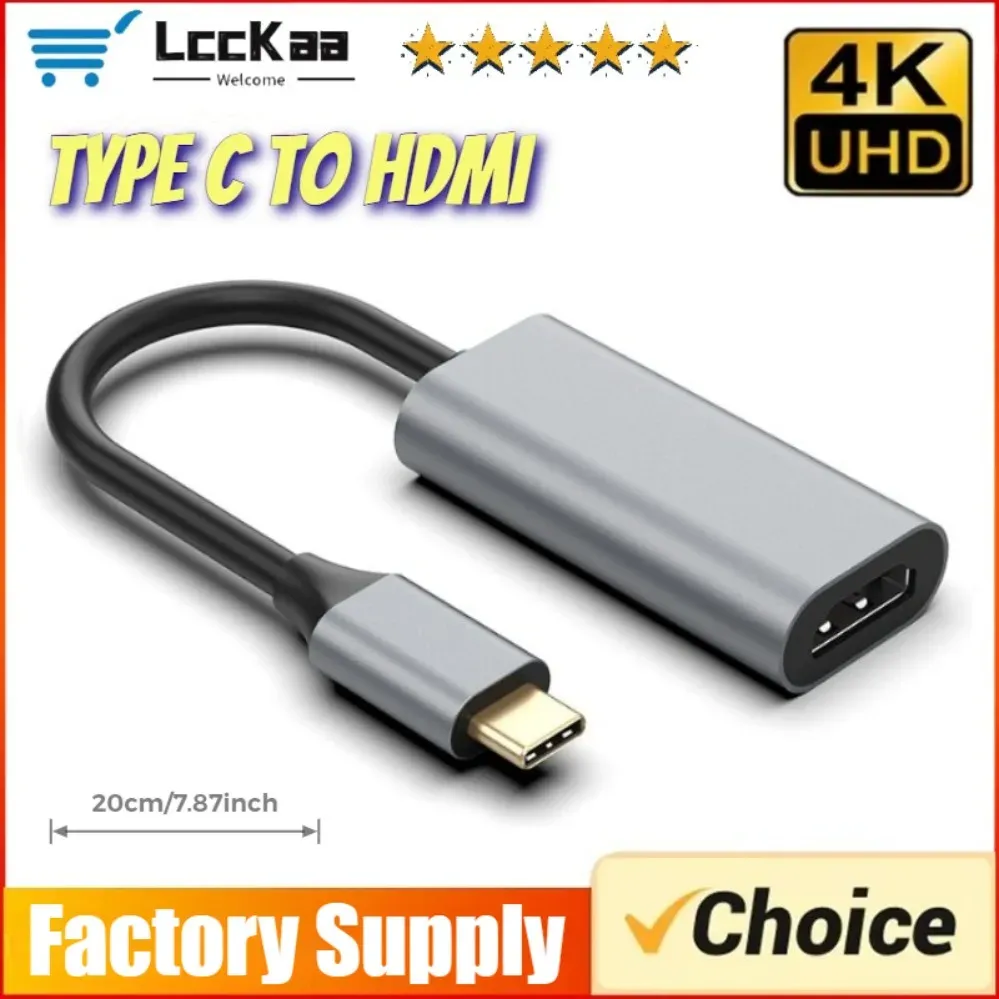 Adaptateur USB-C vers HDMI 4K, mâle USB-C (USB 3.1) vers HDMI femelle, câble convertisseur pour ordinateur portable, iPad, tablette, TV, MacBook et Galaxy 1