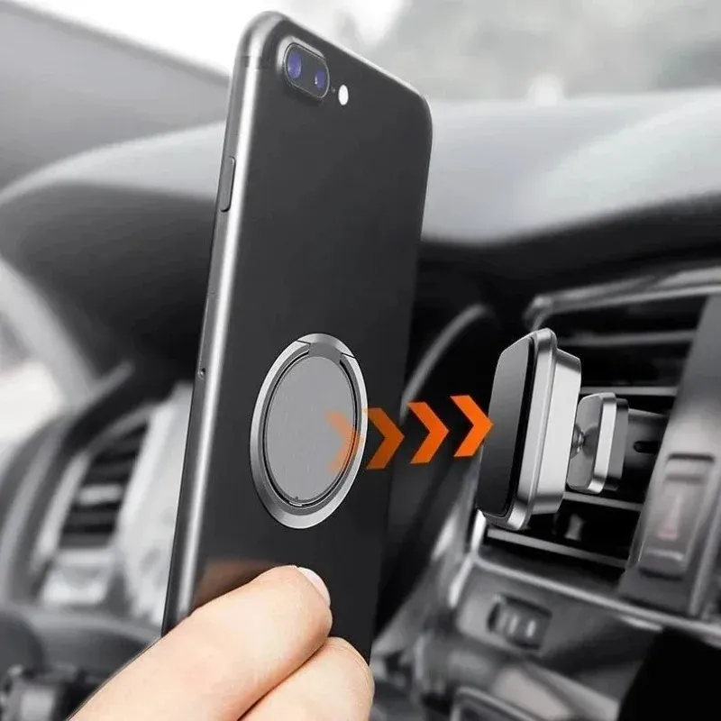 Support magnétique universel de luxe en métal ultra-fin pour téléphone portable, compatible voiture, avec anneau de doigt 2
