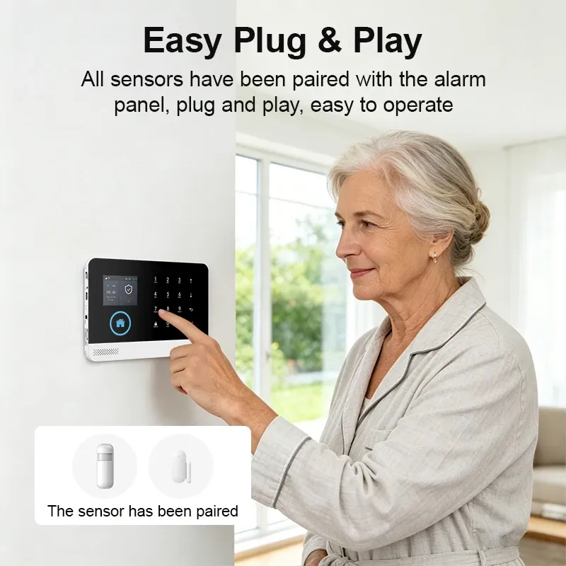 Système d'alarme GSM intelligent sans fil avec capteur de porte, connectivité Wi-Fi et 4G, compatible avec l'application Smart Life et Alexa 2