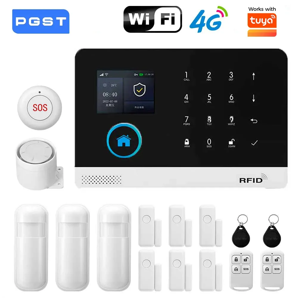 Système d'alarme GSM intelligent sans fil avec capteur de porte, connectivité Wi-Fi et 4G, compatible avec l'application Smart Life et Alexa 19
