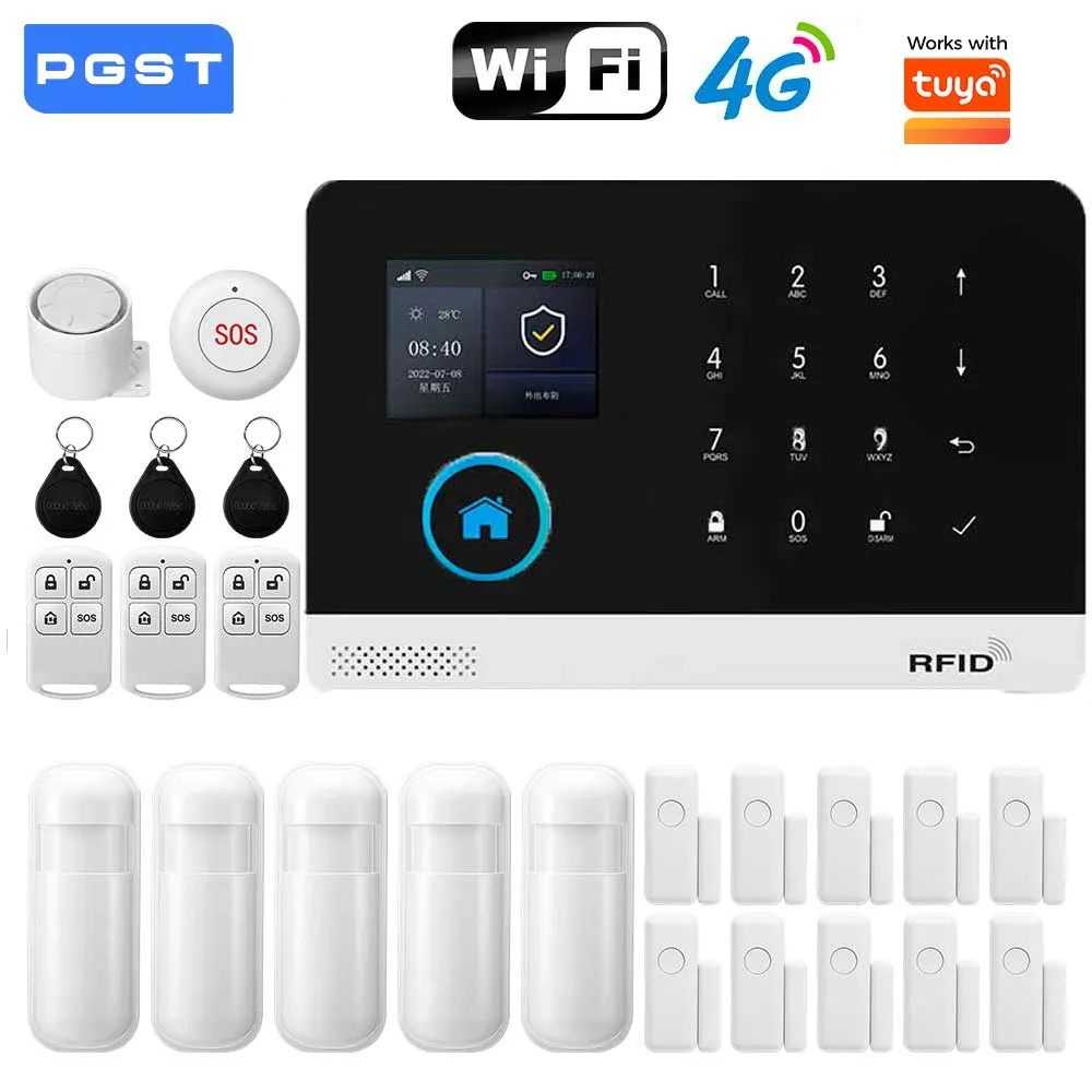 Système d'alarme GSM intelligent sans fil avec capteur de porte, connectivité Wi-Fi et 4G, compatible avec l'application Smart Life et Alexa 17