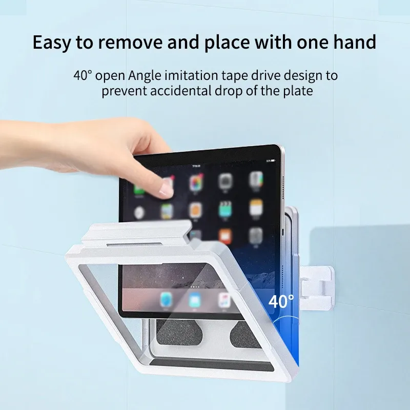 Support de tablette étanche pour le bain, sans perçage, fixation murale, compatible iPad et téléphone portable - Image 1
