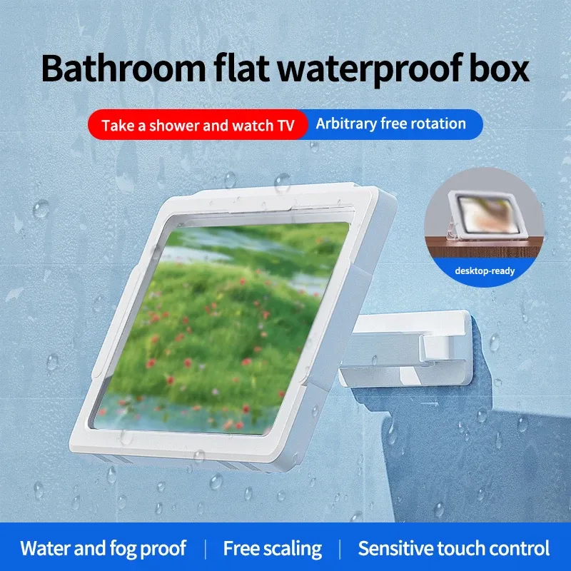 Support de tablette étanche pour le bain, sans perçage, fixation murale, compatible iPad et téléphone portable 3