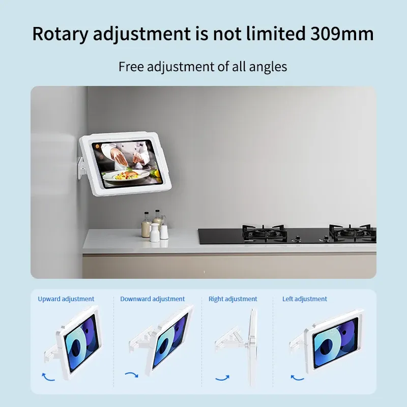 Support de tablette étanche pour le bain, sans perçage, fixation murale, compatible iPad et téléphone portable 2