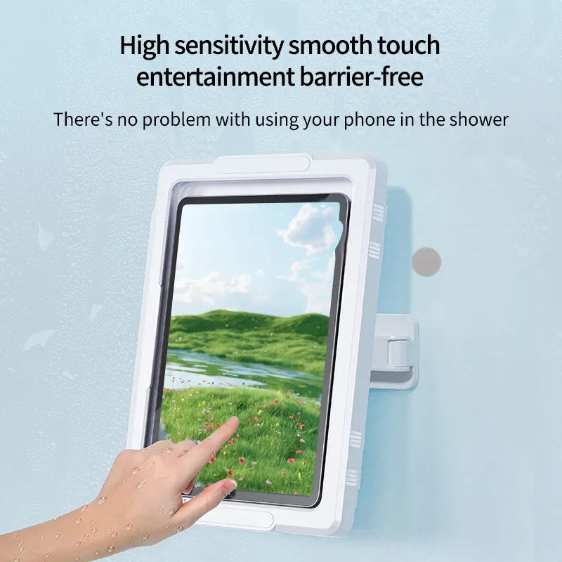 Support de tablette étanche pour le bain, sans perçage, fixation murale, compatible iPad et téléphone portable 5
