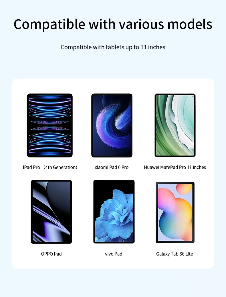 Support de tablette, détail du bras réglable