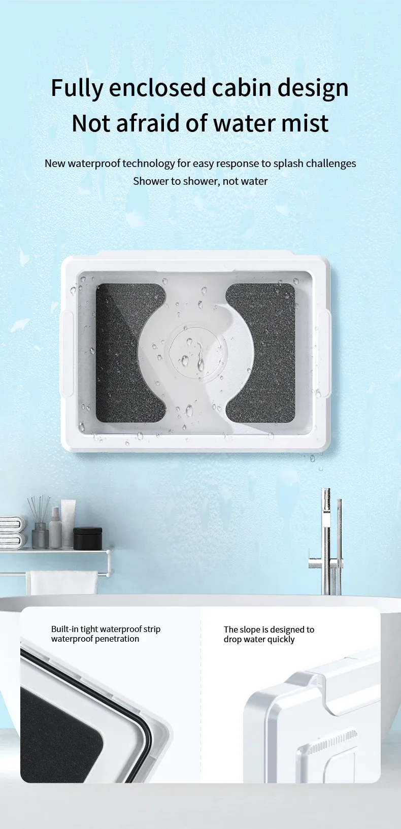Support de tablette installé dans la salle de bain