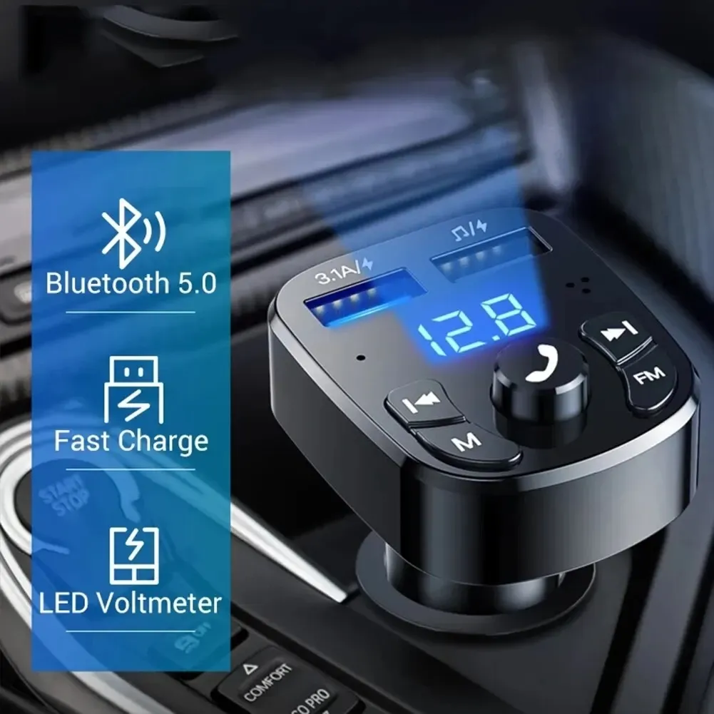 Transmetteur FM Bluetooth 5.0 pour voiture avec chargeur rapide USB et lecteur USB 4
