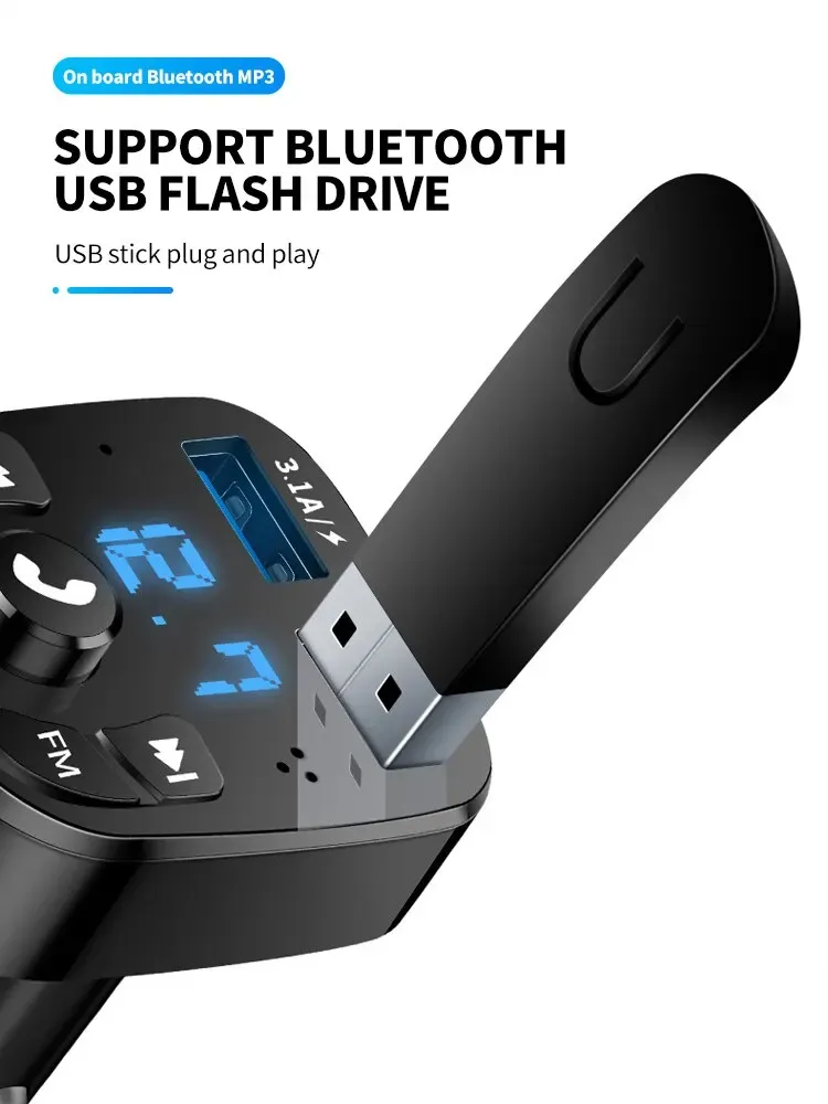 Écran numérique du chargeur de voiture Bluetooth