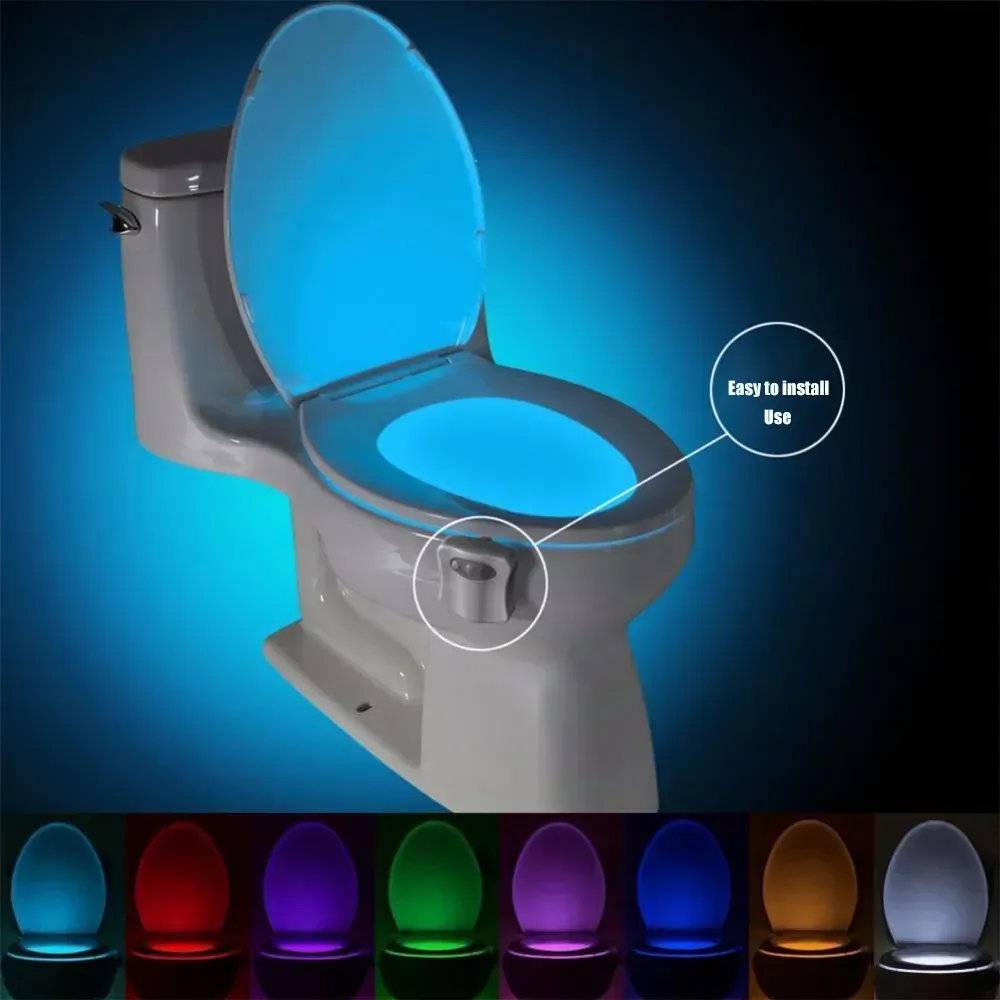 Veilleuse LED intelligente ZK30 avec capteur de mouvement PIR pour cuvette de toilette, 8/16 couleurs, étanche - Image 1