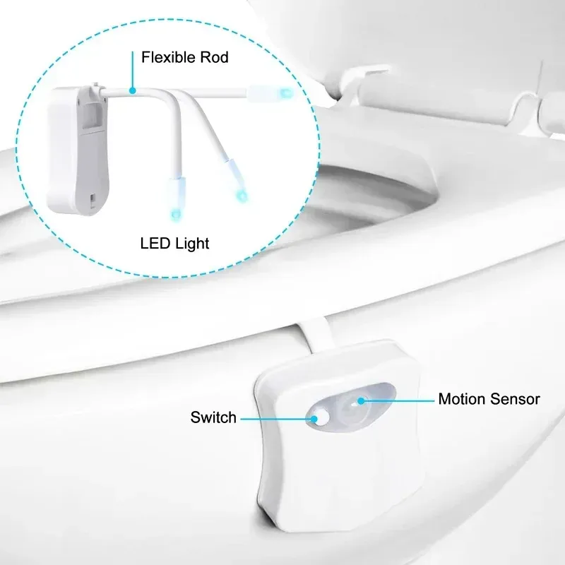 Veilleuse LED intelligente ZK30 avec capteur de mouvement PIR pour cuvette de toilette, 8/16 couleurs, étanche 4